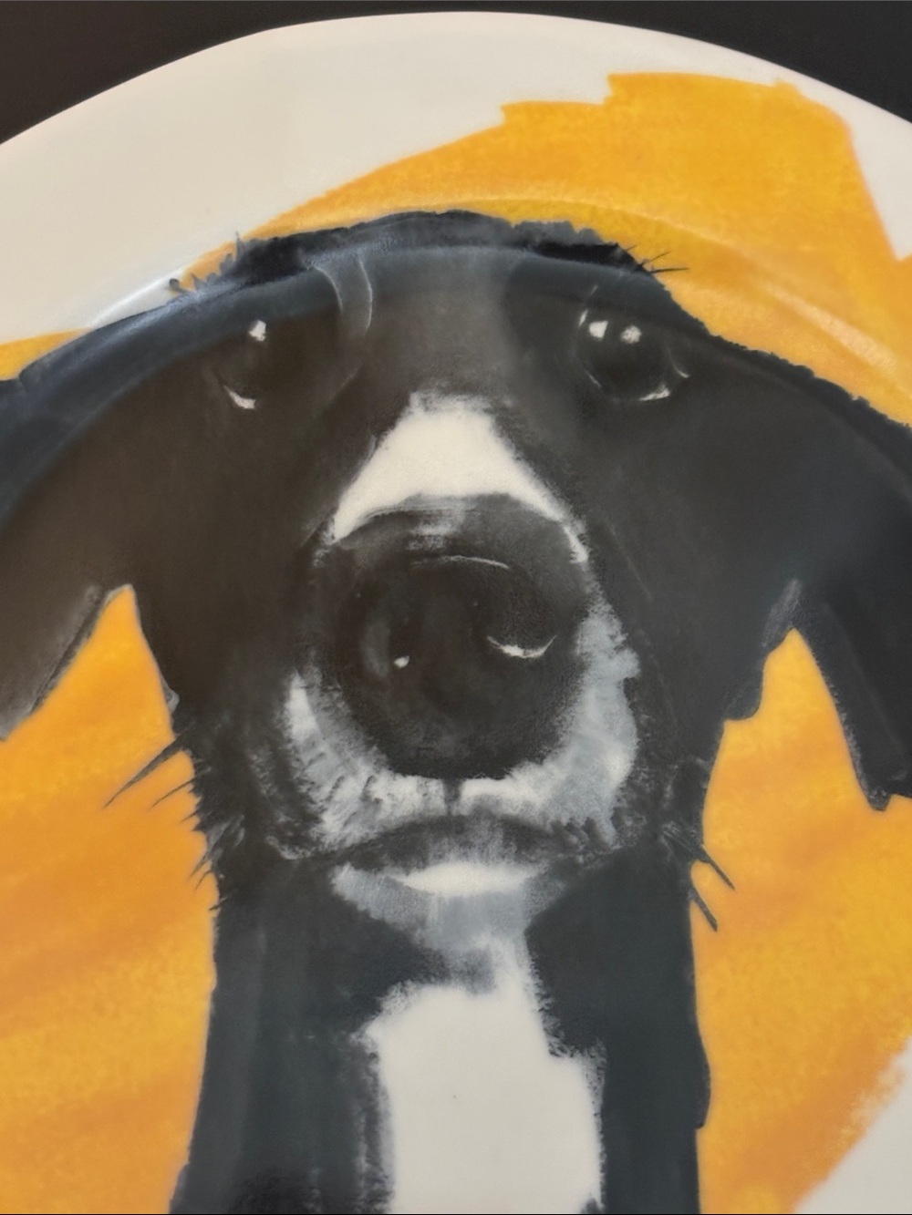 Anthropologie x Sally Muir Ceramic Dog Plate in Black & Orange Whippet Greyhound - Picture 5 of 8